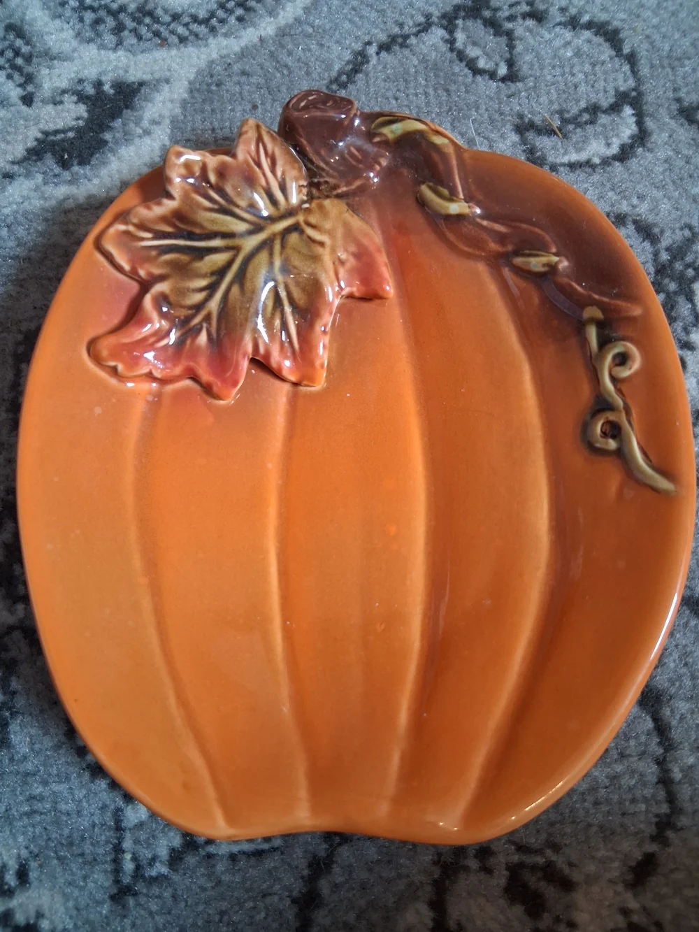 Orange Pumpkin-Shaped Ceramic Serving Plate - Seasonal Table Accent